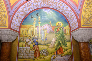 Christians Building a Church – Fresco
